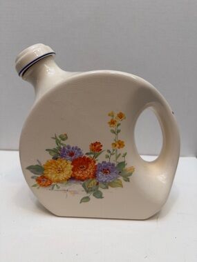 Ceramic Floral Accent Vase in Cream with Multicolor Bouquet